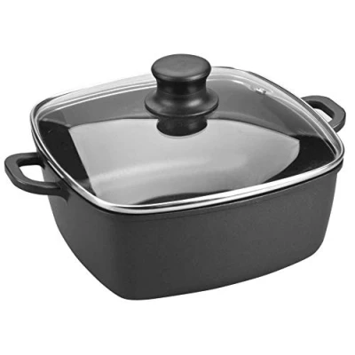 Bild av Lacor 25829 Casserole carrée avec couvercle en verre Forte aluminium de 28 cm Noir. Compatible cuisinière à induction. 7.5L. Lave vaisselle