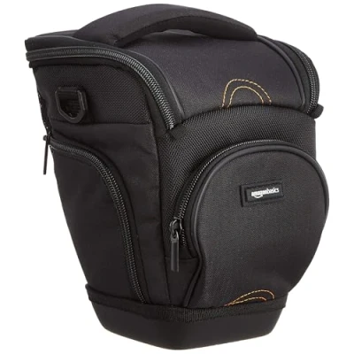 Bild av Amazon Basics Holster SLR axelväska för kamerahus och objektiv, avtagbar rem, vattentät, stötsäker, vadderad, enfärgad, tillbehörsväska, svart