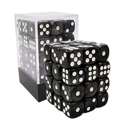 Bild av Bescon 12mm 6 Sided Dice 36 in Brick Box, Six Die (36) Block of Dice, Marble Black