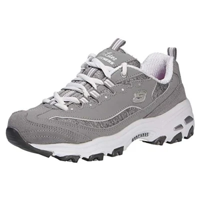 Bild av Skechers D&#039;lites Me Time sneakers för kvinnor, Grå trubuck mesh vit trim, 36 EU