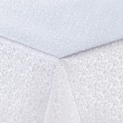 Bild av Home Direct präglad stor rektangulär vaxduk PVC avtorkningsbar bordsduk 140 cm x 240 55 94 vit