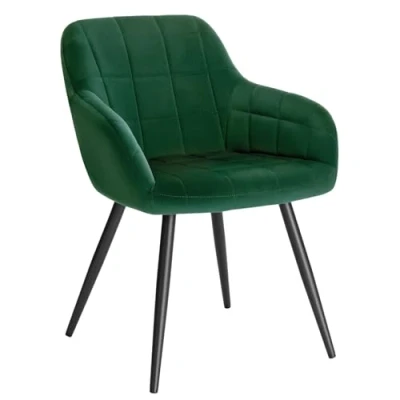 Bild av WOLTU 1 x matsalsstolar, set om 1, matsalsstol, köksstol, stoppad stol, designstol med armstöd, sammetssits, metallram, krämvit, BH93cm