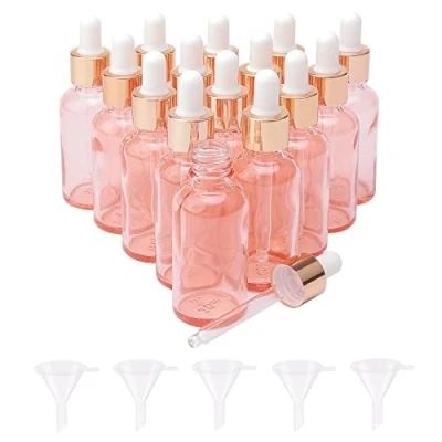 Bild av Rowiz 15 st 30 ml droppflaskor i roséguld parfym aromaterapi kosmetisk behållare eteriska oljor prov mini tomma med metalllock