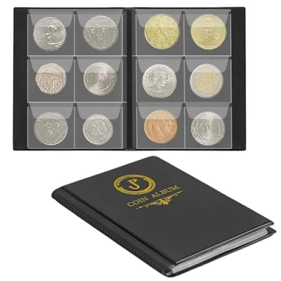 Bild av Uncle Paul myntalbum mynthållare mynt samlingsbok för halv dollar/liten dollar/50 penna/två pund 60 fickor CS3706