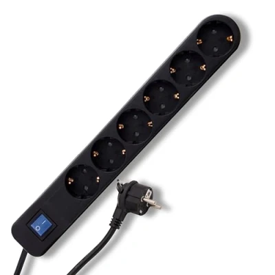 Bild av REV 0014640500 ICE, grenuttag 6 fack, kabel 1,4 m, max. 3500 W, svart