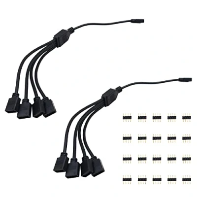 Bild av WANGCL 2 st LED remsa splitter kabel 4 stift RGB 1 till portar styrkontakt för 5050 3528 2835 svart