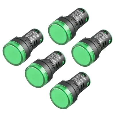 Bild av Heschen 22 mm LED indikator pilotlampa AD16 22D/S 12 V DC 20 mA grön ljusfärg 5 pack