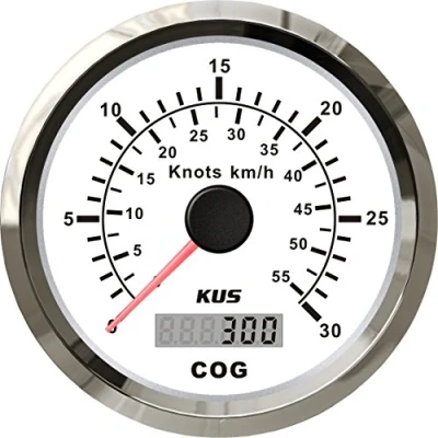 Bild av KUS GPS hastighetsmätare mätare 30 knutar 55 km/h för båtyachter 85 mm med bakgrundsbelysning (vit)