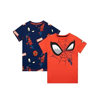 Bild av Marvel 2 Pack Spider Man T Shirt för Pojkar Kortärmad Topp Barn Flerfärgad 128