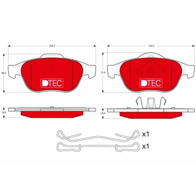 Bild av TRW DTEC COTEC GDB1468DTE Jeu de plaquettes frein non préparé pour indicateur d&#039;usure avec accessoires RENAULT: ESPACE 4, LAGUNA 2