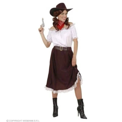 Bild av Widmann Kostym cowgirl, blus, kjol, bälte och hatt, vilda västar, karneval, temafest