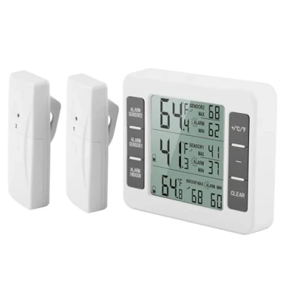 Bild av FTVOGUE Kylskåpstermometer trådlös digitalt akustiskt larm kylskåp, frystermometer med 2 st. sensor min/max display