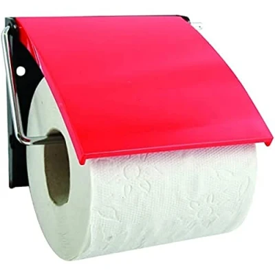 Bild av MSV Bathroom Series Roll Toalettpappershållare med klaff röd, polystyren, 30 x 20 15 cm