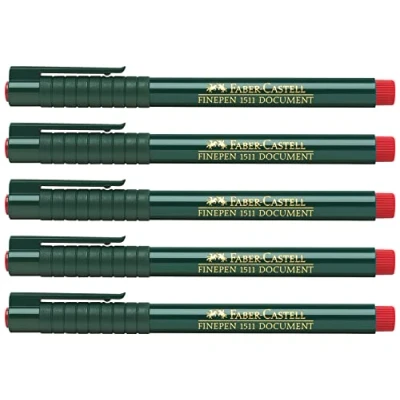 Bild av Faber Castell 205006 Fiberskrivare Finepen 1511, 0,4 mm, röd, 5 stycken