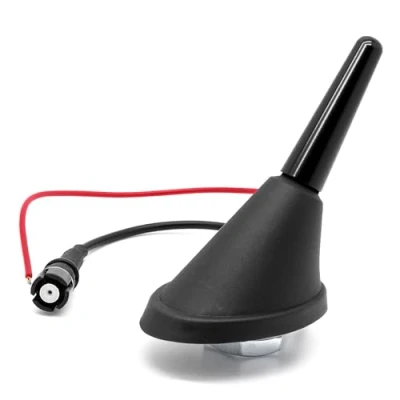 Bild av Adapter universum kort bilstång antenn 3 cm 16 V med uttag RAKU 2 + M4, M5, M6 tråd integrerad förstärkaruppsättning för universell svart radio