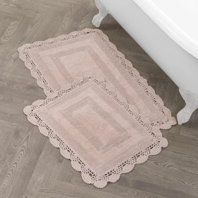 Bild av Laura Ashley Virkad badrumsmatta i bomull, 43 x 61 cm (17 24 tum), ljusgrå