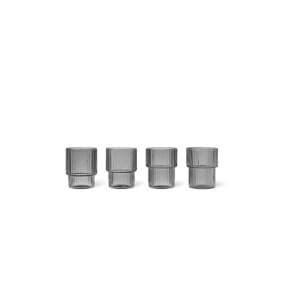 Bild av Ferm Living Ripple Small Glass (Set of 4) Glas Smoked Grey Ø5 x H6 cm