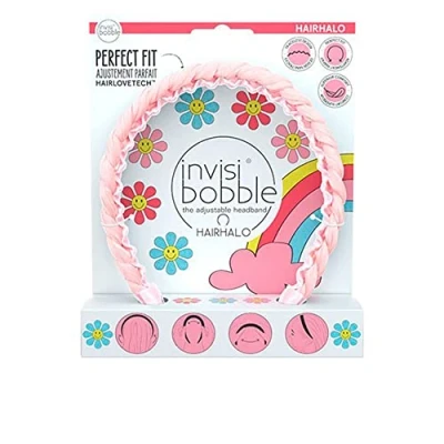 Bild av invisibobble Hairhalo Hårband Retro Dreamin&#039; i 1 x justerbart pannband rosa flätad flicka &amp; kvinnor hårvänligt bekvämt designad hjärtat av München