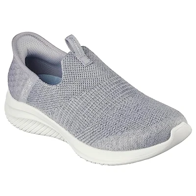 Bild av Skechers dam Sneaker Ultra Flex 3.0 smidigt steg, Ljusgrå stickad jersey trim, 39 EU