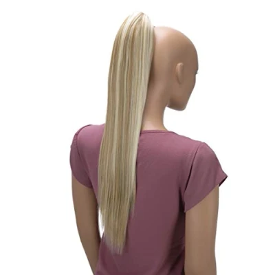 Bild av CAISHA 60cm Hairpiece Braid Ponytail Hair Extension Straight Blonde With Highlights H634