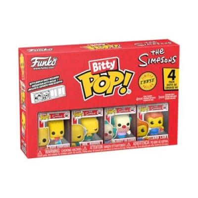 Bild av Funko Bitty Pop! The Simpsons Bart 4PKE en överraskning mystisk minifigur 0,9 tum (2,2 cm) samlarobjekt Stapelbar displayhylla ingår presentidé party stocking väskor