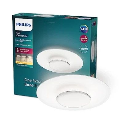 Bild av Philips Garnet Ceiling Light, Vit takplafond med SceneSwitch funktion, 30W, 2700K, stilren design, LED, kan växla mellan olika ljustemperaturer