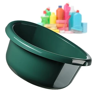 Bild av KADAX Plastskål, diskskål i olika storlekar och färger, robust tvättskål, universell skål, diskbänk för badrum, tvättrum (20 l, grön)