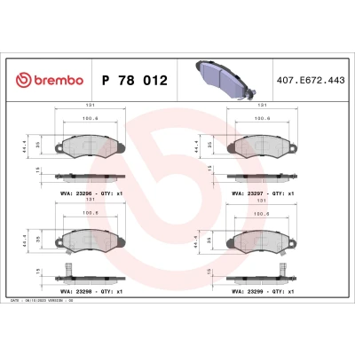 Bild av BREMBO P 78 012 Jeu de plaquettes frein avec indicateur d&#039;usure sans accessoires SUBARU: JUSTY 3, 2, SUZUKI: SWIFT 2