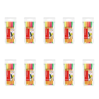 Bild av STABILO point 88 MINI 68805 1 Tuschpennor, Flerfärgad, 10 x paket med 5