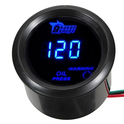 Bild av Mintice™ 2 tum 52 mm svart bilmotor digital blå LED ljus oljetryck mätare