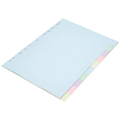 Bild av Exacompta Ref 1610E 170 g/m2 återvunnet pastellfärgat kort med 10 neutrala flikar A4 arkiveringsformat Mått 22,5 x 29,7 cm Blue Angel certifierad