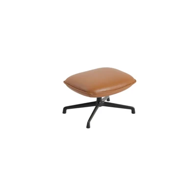 Bild av Muuto Doze Ottoman / Swivel Base Refine Leather Cognac/Anthracite Black H40 x W64 D52 SH40 cm