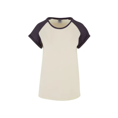 Bild av Urban Classics Contrast Raglan Tshirt med print, Storlek: 3XL, Whitesand purplenight