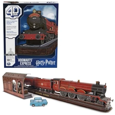 Bild av 4D Build Harry Potter, Hogwarts Express, 3D pussel av magisk järnväg gjord högkvalitativ kartong, 181 delar, för fans den magiska äventyrsserien från 12 år