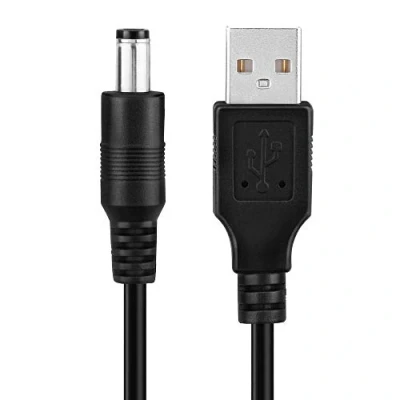 Bild av conecto CC20035 lågvolt laddningskabel (USB A kontakt till DC ihålig 5,5 x 2,1 mm), 0,60 m, svart