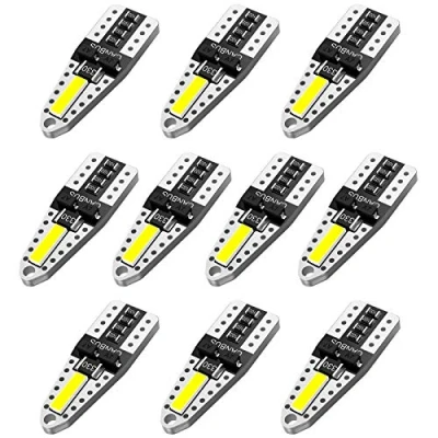 Bild av Aglint W5W T10 LED lampor, CANBUS felfri 2SMD, 501, 194, 168, 2825, ersättningslampa för kil, bilinredning, kupol, karta, baklucka, registreringsskyltslampor, 6 000 K Xenon vit (10)