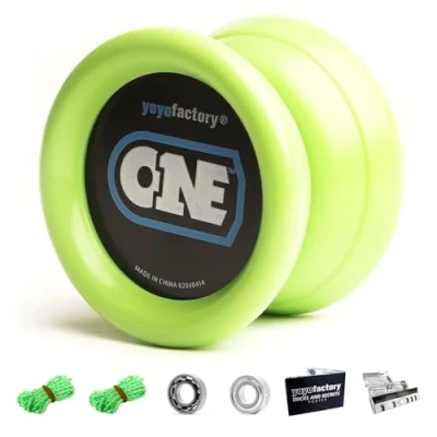 Bild av YoyoFactory ONE Yo Green (modern spinning yoyo, beginner to pro, 2 different level ball bearings included, comes with string)