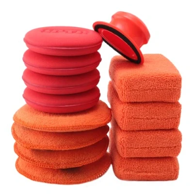 Bild av SPTA Poleringssvampar, 13st Handpoleringssvamp, Mikrofiber Bilvaxapplikator, Polering Applikator, Bilpoleringsset med Handtag, Svampar för Polering, Vaxning och Rengöring av Bilar Motorcyklar
