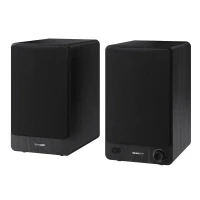 Bild av Sharp CP SS30(BK) par aktiva högtalare bokhylla 2 vägs, 60 W RMS (2 x 30 W) trähölje, Bluetooth v5.0, USB, optik, hjälpmedel, RCA, bas och diskant, avtagbart galler, fjärrkontroll.