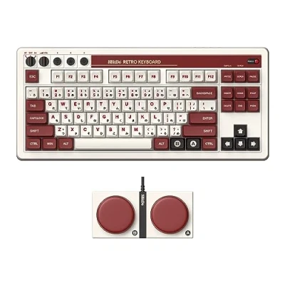Bild av 8BitDo Retro Mechanical Keyboard, Bluetooth/2.4G/USB C Hot Swappable Gaming Keyboard with 87 Keys, Dual Super Programmable Buttons for Windows and Android Fami Edition QWERTY English