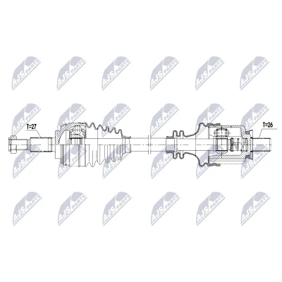 Bild av NTY NPW RE 208 Drivaxel framaxel vänster 680mm RENAULT: Kangoo II Express, / Grand