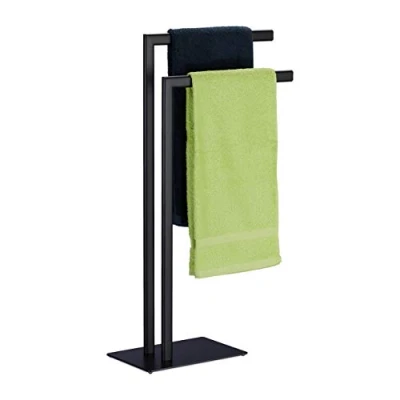 Bild av Relaxdays Fristående, 2 stänger, badrum, stål, H x B D: 81 48 20 cm, badhanddukshållare, vit