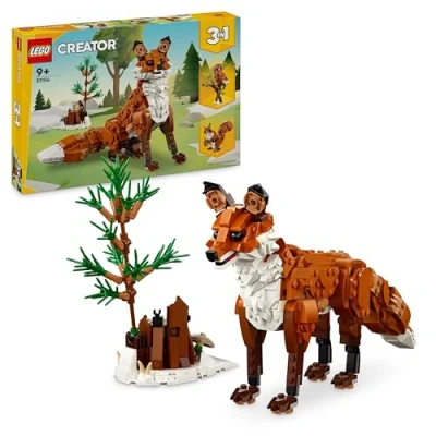 Bild av LEGO Creator 3in1 Skogsdjur: Röd räv Leksaksdjur som kan byggas om till en uggla eller ekorre, Byggset med skogsdjur för lek och uppvisning, Presentidé flickor pojkar från 9 år 31154