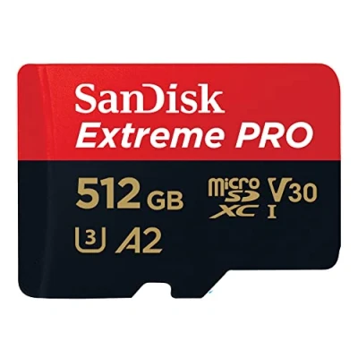 Bild av SanDisk 512 GB Extreme PRO microSDXC kort + SD adapter RescuePRO Deluxe, upp till 200 MB/s, med A2 app prestanda, UHS I, klass 10, U3, V30
