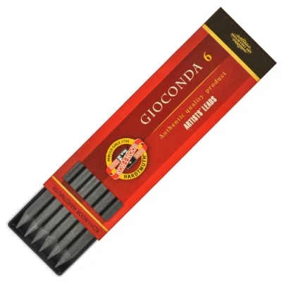Bild av 6 stycken KOH I NOOR konstnärsledare 5,6 mm 2B 4B 6B (set sorterat vardera 2 x 2B, och B)