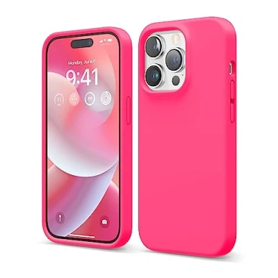 Bild av elago Flytande silikonfodral kompatibelt med iPhone 14 Pro fodral (6,1 tum), premiumsilikon, helkroppsskydd 3 lager stöttåligt telefonfodral, reptåligt mjukt mikrofiberfoder (isröd)