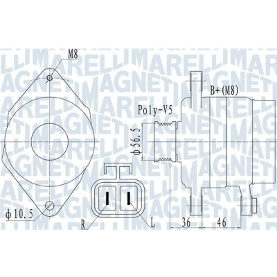 Bild av MAGNETI MARELLI 063732128010 Generator 14V 70A HYUNDAI: ix20, i10 I, i20 I Hatchback