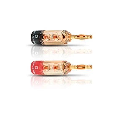 Bild av OEHLBACH XXL Fusion Banana High End banankontakt för kablar upp till 6 mm² helmetallkontakt, röd/svart märkning 4 stycken guld