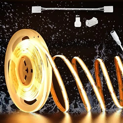 Bild av PAUTIX cob LED remsa varm vit 2 700 K vattentät IP 65,10 m Pro+ 504 LEDs/M ljus DC 24 V CRI93 band för hem kök gör det själv med 8 mm kontakt (strömförsörjning ingår ej)