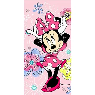 Bild av Jerry Fabrics Disney Mimmi Pigg duschhandduk strandhandduk badhandduk 70 x 140 cm, bomull, flerfärgad